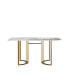 Фото #10 товара 63" Modern Artificial Stone Pandora White Curved Golden Metal Leg Dining Table -6 People