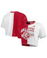 Фото #2 товара Women's Crimson, White Alabama Crimson Tide Colorblock Cropped T-shirt