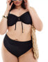 Фото #3 товара COLLUSION co-ord Plus high waisted bikini bottoms in black