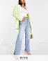 River Island Petite 90s straight jean with lace up back detail in light blue