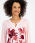 ფოტო #3 პროდუქტის Women's Oasis Palm Chain-Trim Top, Created for Macy's