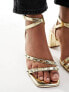 ASOS DESIGN Hampstead studded mid heeled sandals in gold