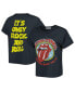ფოტო #1 პროდუქტის Women's Black Distressed Rolling Stones Graphic Reverse Girlfriend T-shirt