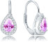 Silver earrings with pink crystal AGUC1162
