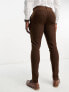 Фото #5 товара ASOS DESIGN skinny wool mix suit trousers in herringbone in brown