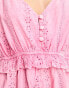 ASOS DESIGN broderie frill smock playsuit in pink