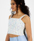 Фото #3 товара Women's Tweed Bow-Back Cropped Top