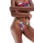 Фото #1 товара ASOS DESIGN Lillie high leg hipster bikini bottom in multi abstract print