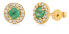 Фото #1 товара Sparkling yellow gold earrings with emeralds 14/258.121/6ES