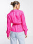 Фото #2 товара Topshop jacquard wrap front top in bright pink