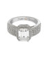 Suzy Levian Sterling Silver Cubic Zirconia Emerald-Cut Halo Ring