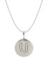 Фото #1 товара Macy's 14k White Gold Necklace, Diamond Accent Letter U Disk Pendant