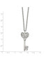 Clear Crystal Mom Heart Key Pendant Cable Chain Necklace