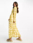 Фото #3 товара ASOS DESIGN chiffon wrap collar midi dress with tie detail in check print