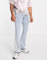 ASOS DESIGN stretch flare jeans in light wash blue with side panel and hem detail