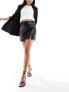 Фото #1 товара Hollister a-line faux leather mini skirt in black