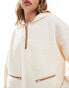 ASOS DESIGN half zip cape borg sweatshirt with tan trims in cream