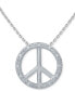 Фото #1 товара Macy's diamond Peace Sign 18" Pendant Necklace (1/10 ct. t.w.) in Sterling Silver or Sterling Silver & 14k Gold-Plate