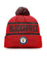 Фото #2 товара Men's Red, Black Chicago Blackhawks Original Six Cuffed Knit Hat with Pom