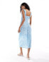 Vero Moda shirred cami midi dress in light blue floral Синий, S - EU 36 - фото #3