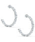 ფოტო #1 პროდუქტის Silver-Tone Medium Crystal C-Hoop Earrings, 1.5"