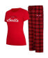 ფოტო #1 პროდუქტის Women's Red, Black Chicago Bulls Arctic T-shirt and Flannel Pants Sleep Set