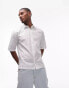 Topman short sleeve pin stripe relaxed cotton shirt in white