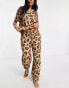 Фото #1 товара ASOS DESIGN mix & match modal leopard print pyjama shirt in brown