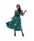 ფოტო #1 პროდუქტის Plus Size Short Puff Sleeve Sweetheart Neck Godet Midi Dress