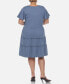 ფოტო #2 პროდუქტის Plus Size Short Sleeve V-neck Tiered Midi Dress