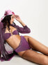 Фото #2 товара ASOS DESIGN mix and match glitter ring detail high leg high waist bikini bottom in pink