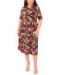 Фото #1 товара Plus Size Printed Collared V-Neck Midi Dress