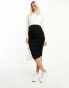 Фото #4 товара Mamalicious Maternity ruched jersey midi skirt in black