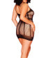 Credence Plus Size Knit Chemise with Lines and Lace Pattern