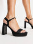 Stradivarius heeled platform sandal in black