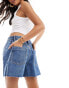 Фото #4 товара Mango relaxed raw hem denim shorts in light blue