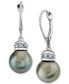 Фото #1 товара Cultured Tahitian Pearl (11mm) & Diamond Accent Leverback Drop Earrings in 14k White Gold