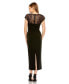 Women's Sheer Lace Top Crepe Midi Dress