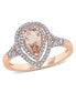 Morganite (5/8 ct. t.w.) and Diamond (1/4 ct. t.w.) Halo Teardrop Ring in 14k Rose Gold