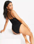 Фото #4 товара South Beach Exclusive scoop crinkle swimsuit in black