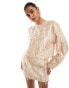 & Other Stories co-ord hairy texture jacquard long sleeve top in beige