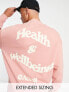 Фото #1 товара Спортивный свитшот ASOS Actual, Oversize в розовом цвете с принтом "Здоровье и благополучие" на спине
