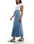 Фото #5 товара Vero Moda a-line denim maxi skirt in medium blue wash