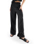 SNDYS satin wide leg trouser co-ord in black