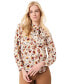 Women's Floral-Print Tie-Neck Long-Sleeve Blouse