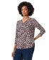 Фото #3 товара Women's Printed Moss Crepe 3/4-Sleeve Top