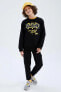 Фото #2 товара Свитшот толстый DeFacto Erkek Çocuk Regular Fit Kalın Sweatshirt Batman Lisanslı Bisiklet Yaka