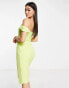 Фото #2 товара Lavish Alice pleat detail bardot midi dress lime green