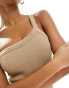 ASOS 4505 Studio seamless one shoulder all in one with inner bra in latte