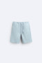 Textured lyocell - cotton bermuda shorts